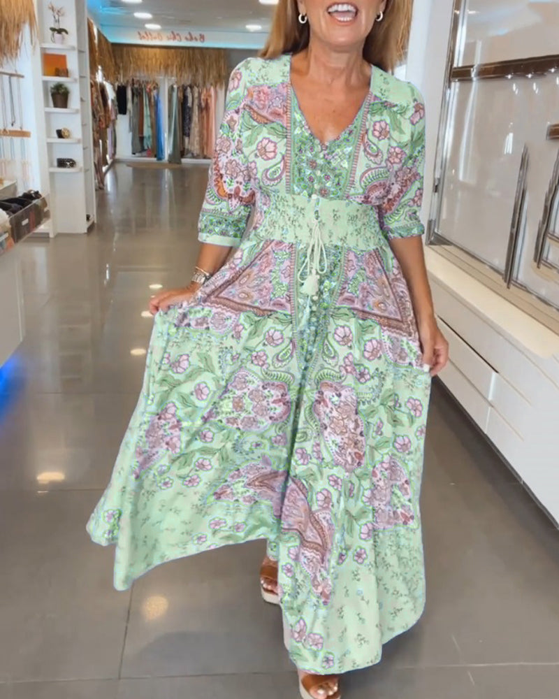 Harper™ - Comfortable V-neck Holiday Dress