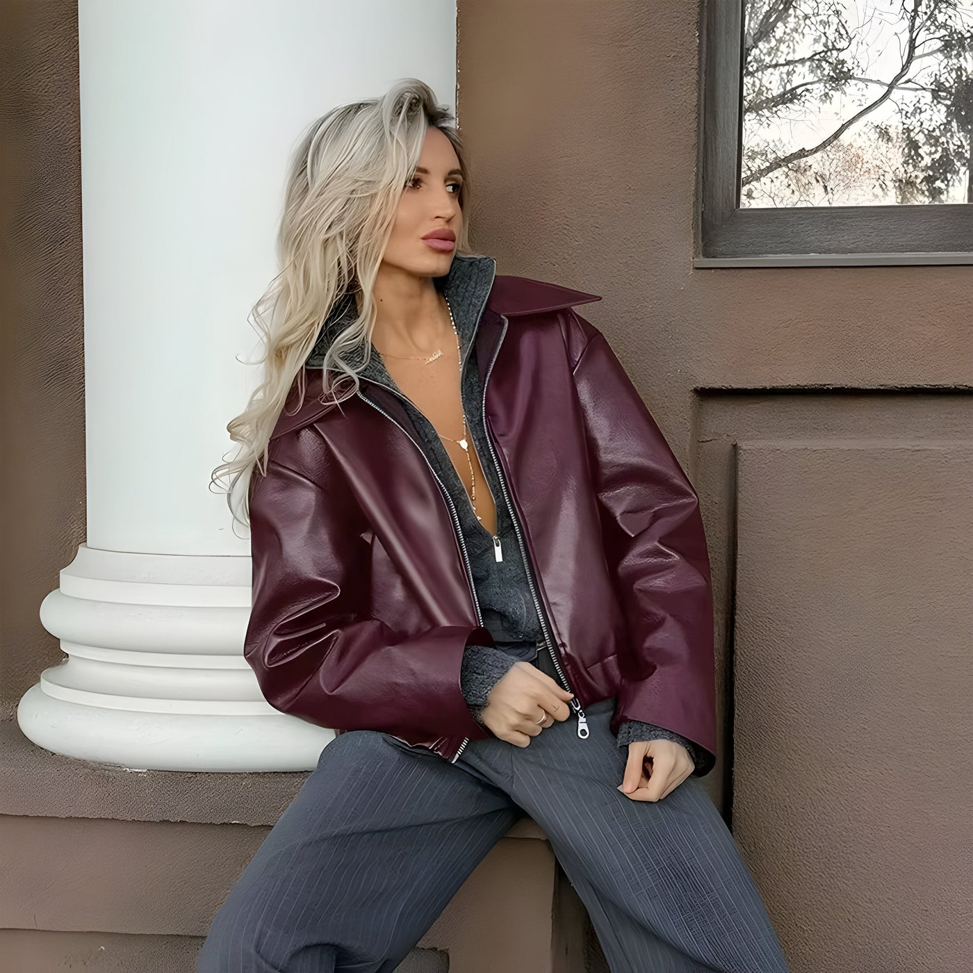 ELEGANTE LEDERJACKE