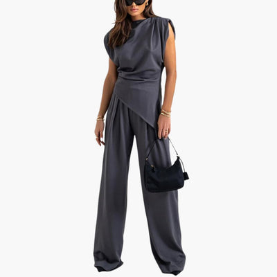 Zweiteiler Damen - Eleganter Hosenanzug mit weitem Bein