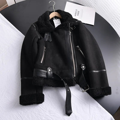 50% Rabatt | Ottilie™ | Damenmantel aus Wildleder mit Fleecefutter und Taillengürtel