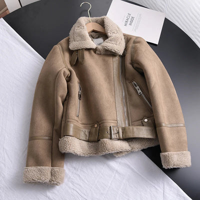 50% Rabatt | Ottilie™ | Damenmantel aus Wildleder mit Fleecefutter und Taillengürtel