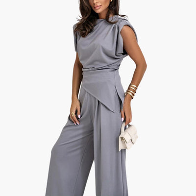 Zweiteiler Damen - Eleganter Hosenanzug mit weitem Bein