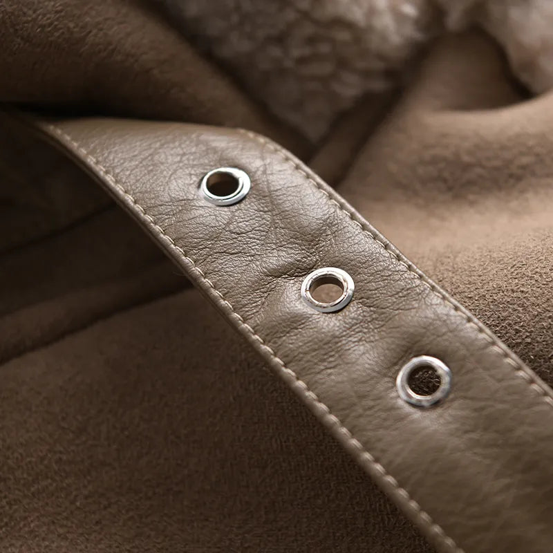 50% Rabatt | Ottilie™ | Damenmantel aus Wildleder mit Fleecefutter und Taillengürtel