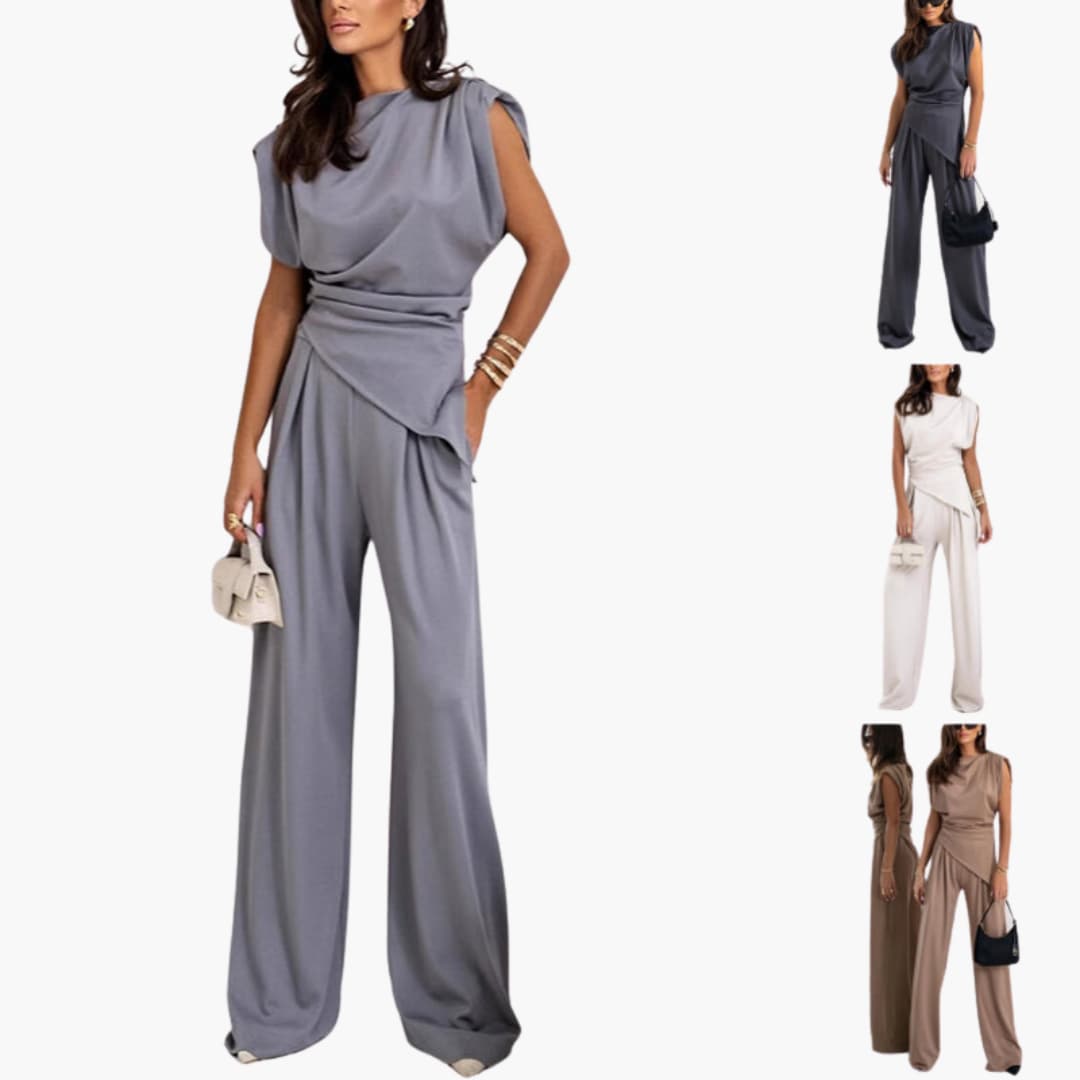 Zweiteiler Damen - Eleganter Hosenanzug mit weitem Bein