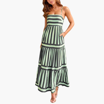 Maxikleid Damen - Gestreiftes Sommerkleid mit Trägern