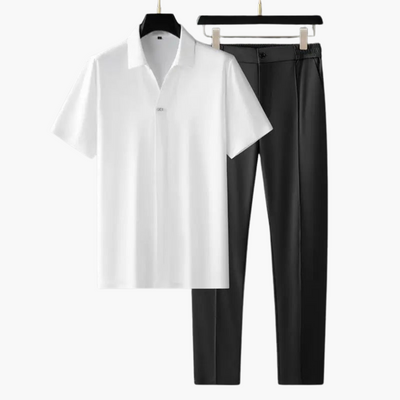 Zweiteiler Set für Herren – Kurzarmshirt mit Stoffhose