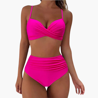 Zweiteiliges Bikini-Set - Damen Bademode mit Blumenprint & Bund