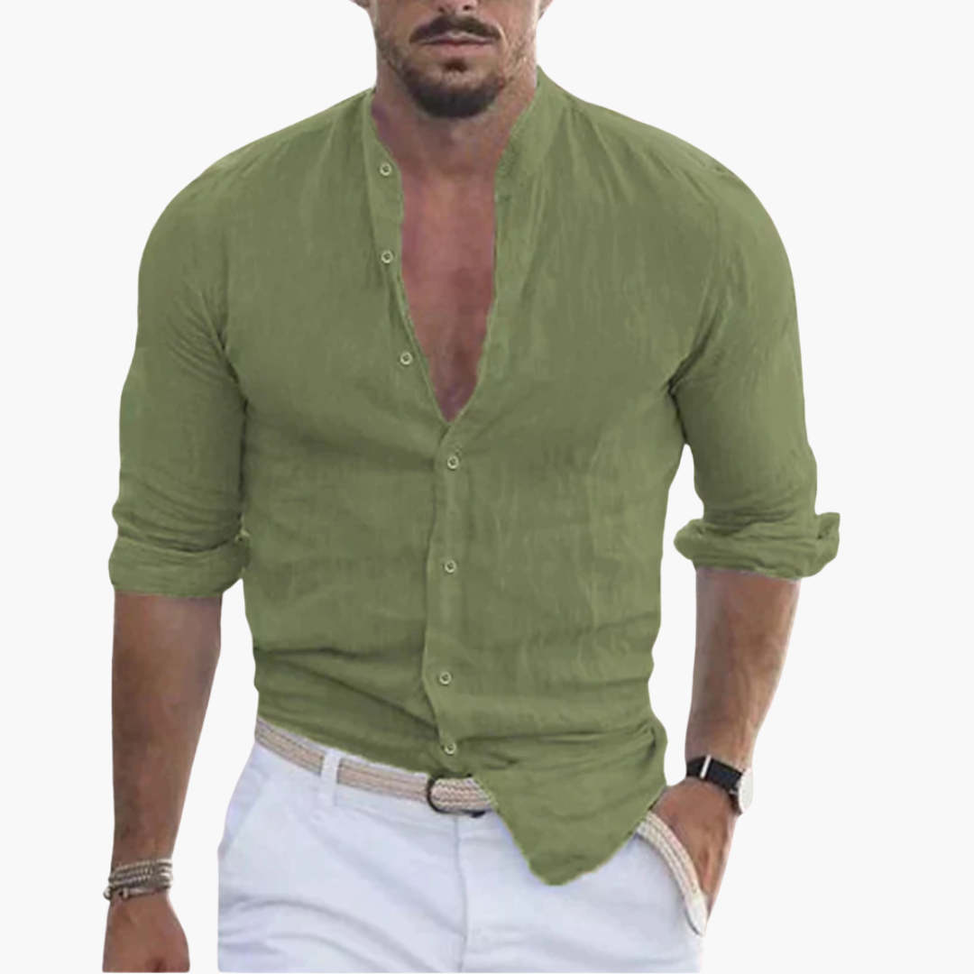 Sommerhemd für Herren - Leicht, Luftig & Stehkragen Casual