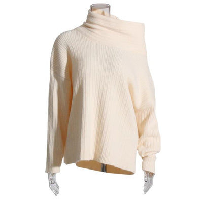 50% RABAT | Sivora™ | Damen Strickpullover mit Asymmetrischem Kragen und Rippenmuster  [Rabat på sidste dag]