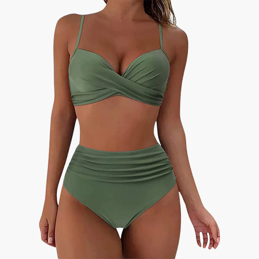 Zweiteiliges Bikini-Set - Damen Bademode mit Blumenprint & Bund