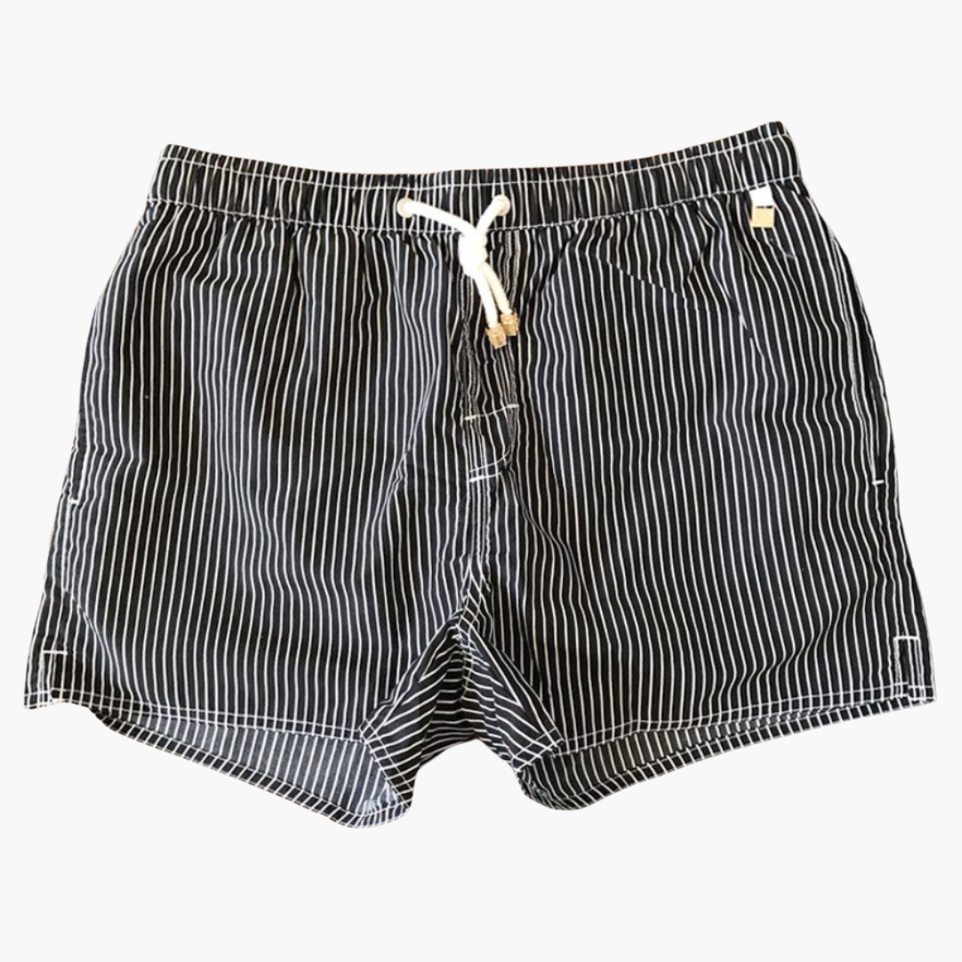 Gestreifte Herren-Badeshorts - mit Tunnelzug und Seitentaschen