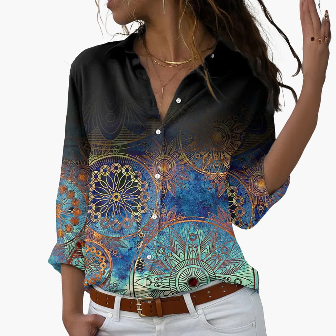 Blumen Colorblock Bluse für Damen - Stilvoll & Bequem