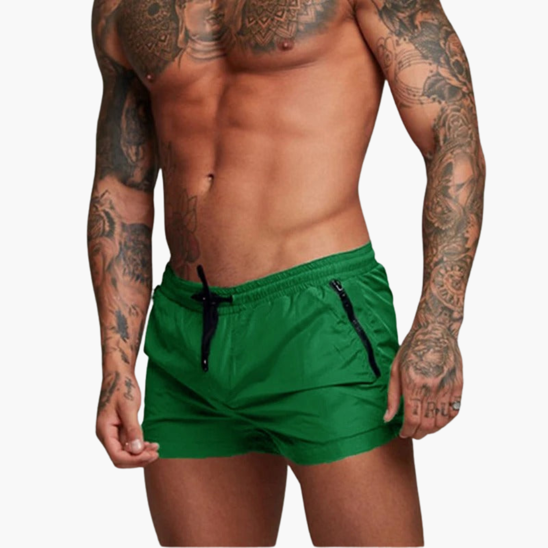 Herren schnelltrocknende Shorts mit elastischem Bund und Reißverschluss