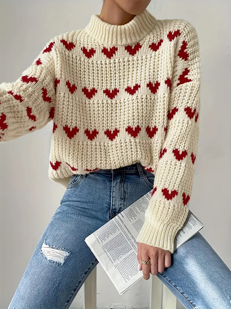 Dreianor™ | Kuschelige Herzen Pullover mit hohem Hals