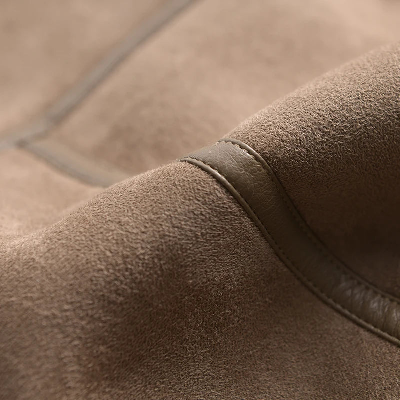 50% Rabatt | Ottilie™ | Damenmantel aus Wildleder mit Fleecefutter und Taillengürtel