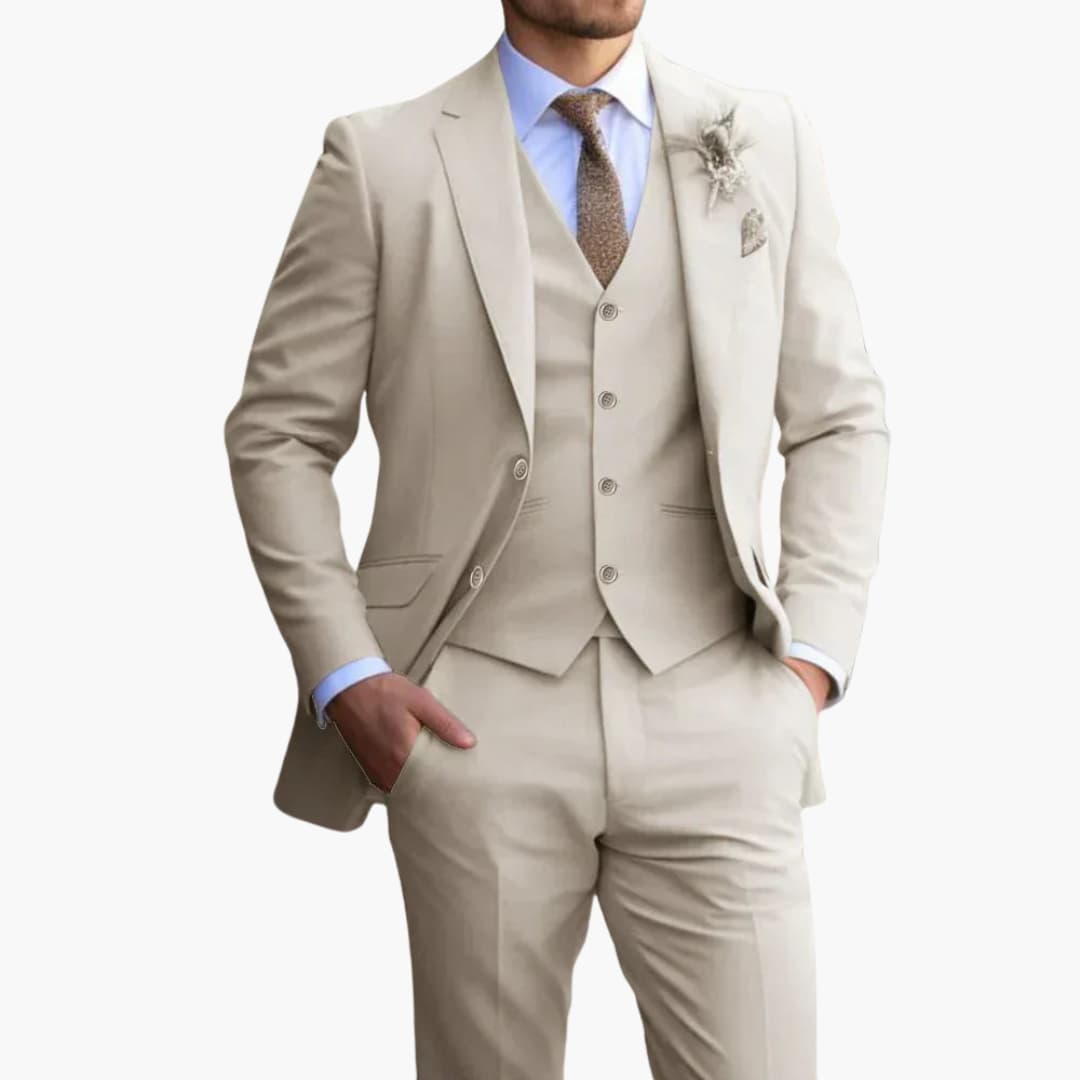Herren Anzug Dreiteiler mit Weste und schmaler Hose