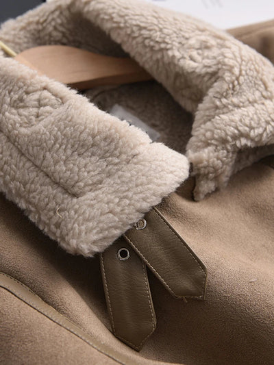 50% Rabatt | Ottilie™ | Damenmantel aus Wildleder mit Fleecefutter und Taillengürtel