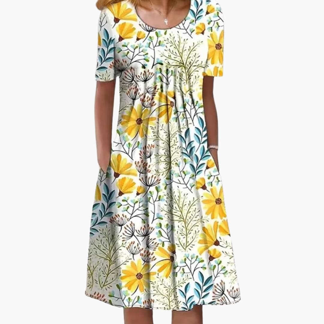 Blumen Kleid - Für Damen mit Taschen & Entspannter Passform