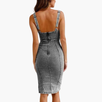 Camisole-Kleid Ärmelloses - Midikleid für Damen mit Rundhalsausschnitt