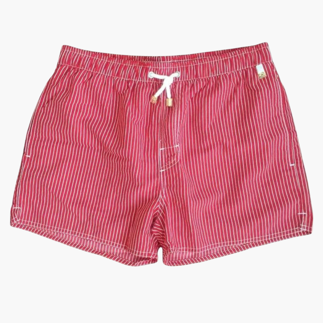 Gestreifte Herren-Badeshorts - mit Tunnelzug und Seitentaschen