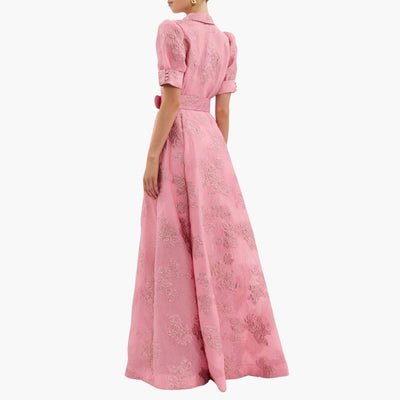 Blumenkleid mit Gürtel - Für Damen mit Puffärmeln & Eleganz