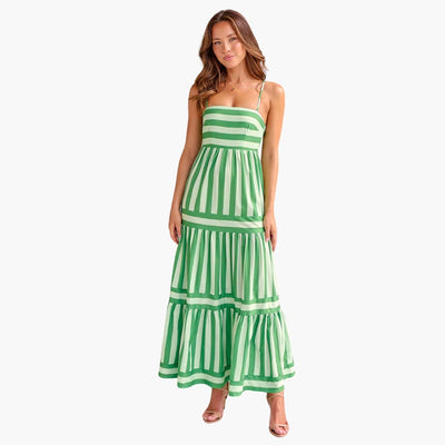 Maxikleid Damen - Gestreiftes Sommerkleid mit Trägern