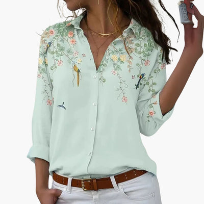 Blumen Colorblock Bluse für Damen - Stilvoll & Bequem