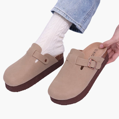 Geschlossene Clogs - Damen Komfort mit Riemen und Fußbett