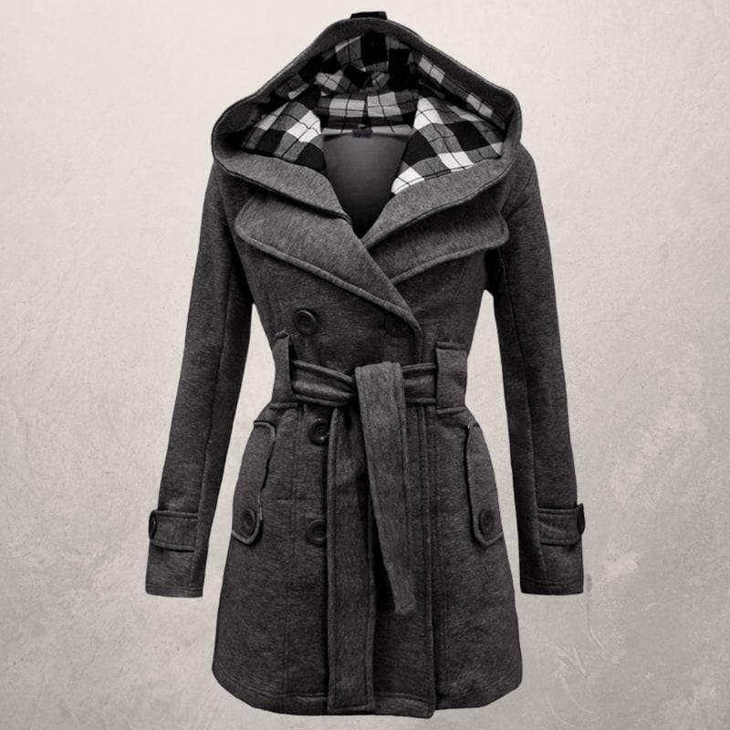 Majestic | Damen Kaschmirmantel mit Kapuze und Gürtel