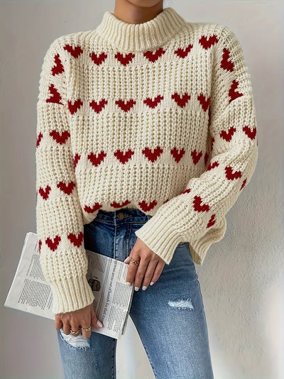 Dreianor™ | Kuschelige Herzen Pullover mit hohem Hals