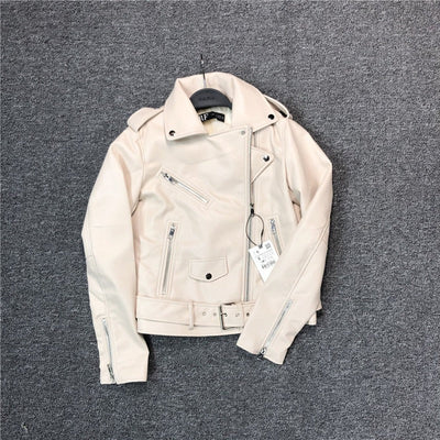 50% Rabatt | Elfriede™ | Damen Lederjacke mit schmalem Schnitt, Gürtel und mehreren Taschen