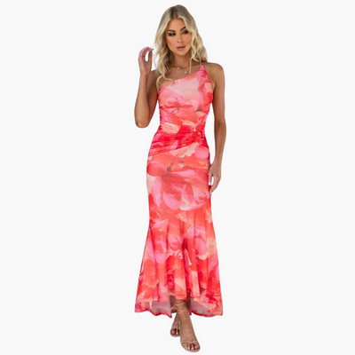 One Shoulder Blumenkleid für Damen - Elegantes Sommerkleid