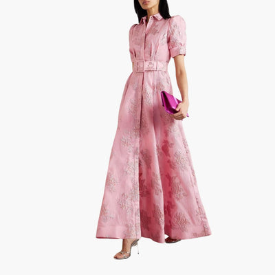 Blumenkleid mit Gürtel - Für Damen mit Puffärmeln & Eleganz