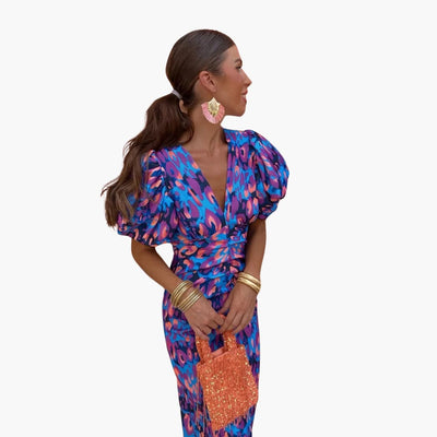 Midikleid mit Puffärmeln - Elegantes Damen Sommeroutfit