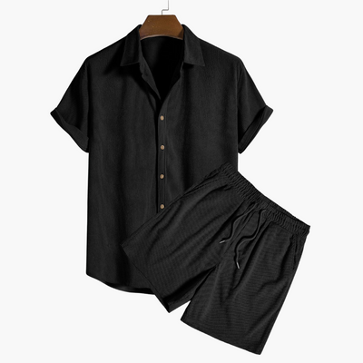 Zweiteiliges Cord-Set mit Kurzarmhemd - Herren Outfit