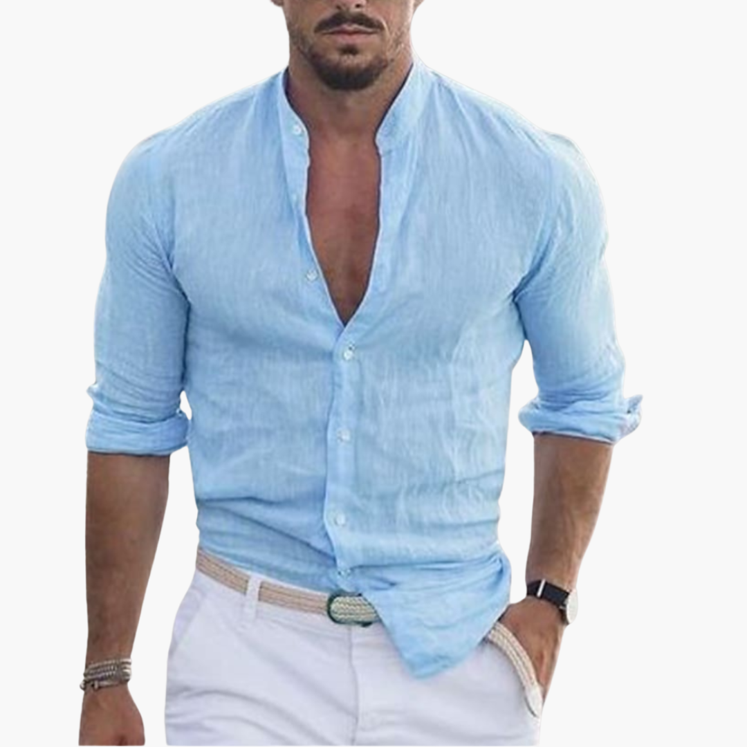 Sommerhemd für Herren - Leicht, Luftig & Stehkragen Casual