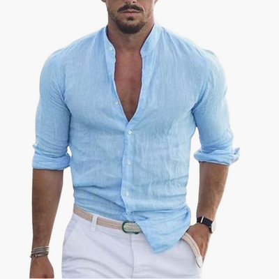 Sommerhemd für Herren - Leicht, Luftig & Stehkragen Casual