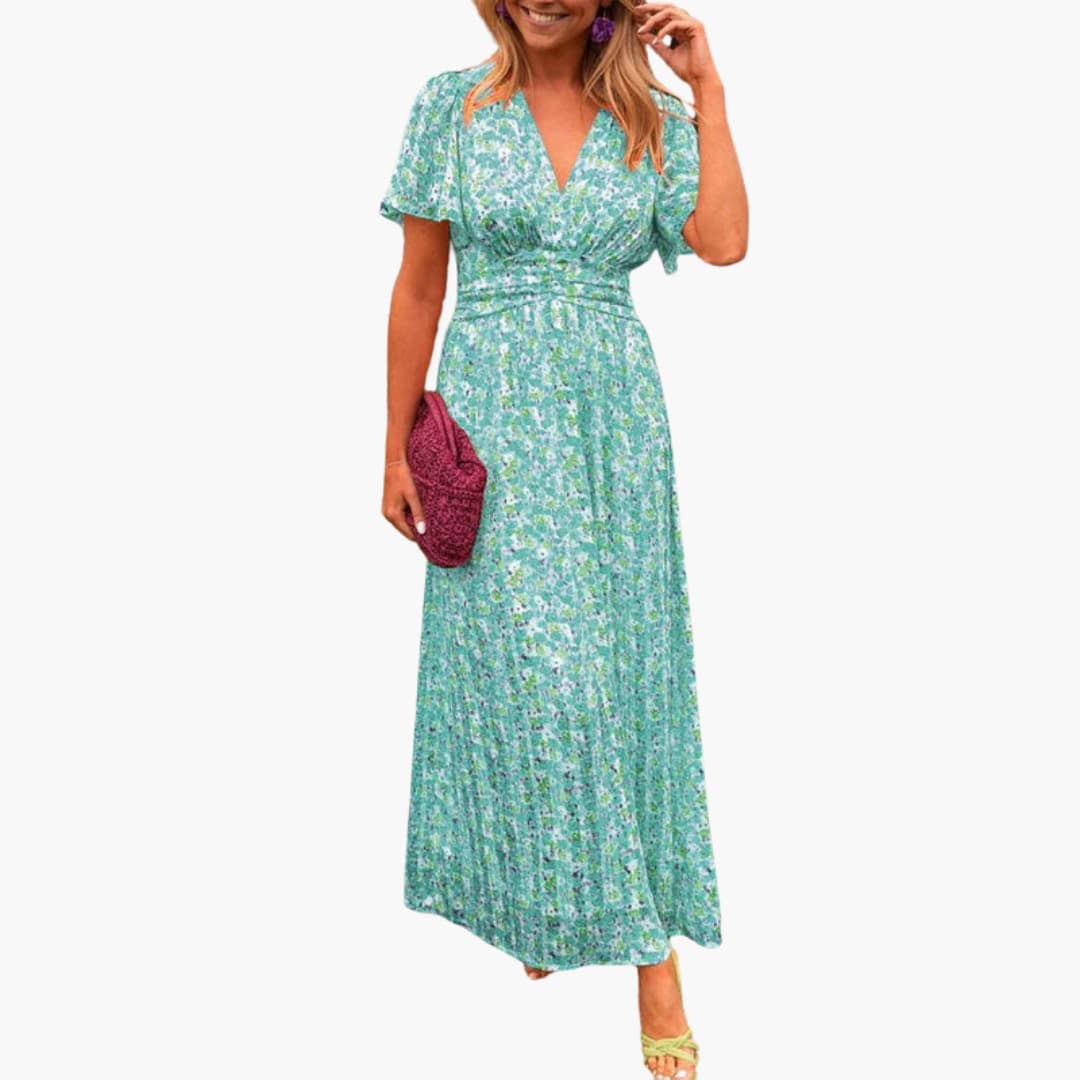Florales Wickel-Maxikleid - für Damen mit V-Ausschnitt