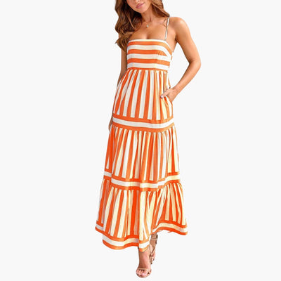 Maxikleid Damen - Gestreiftes Sommerkleid mit Trägern