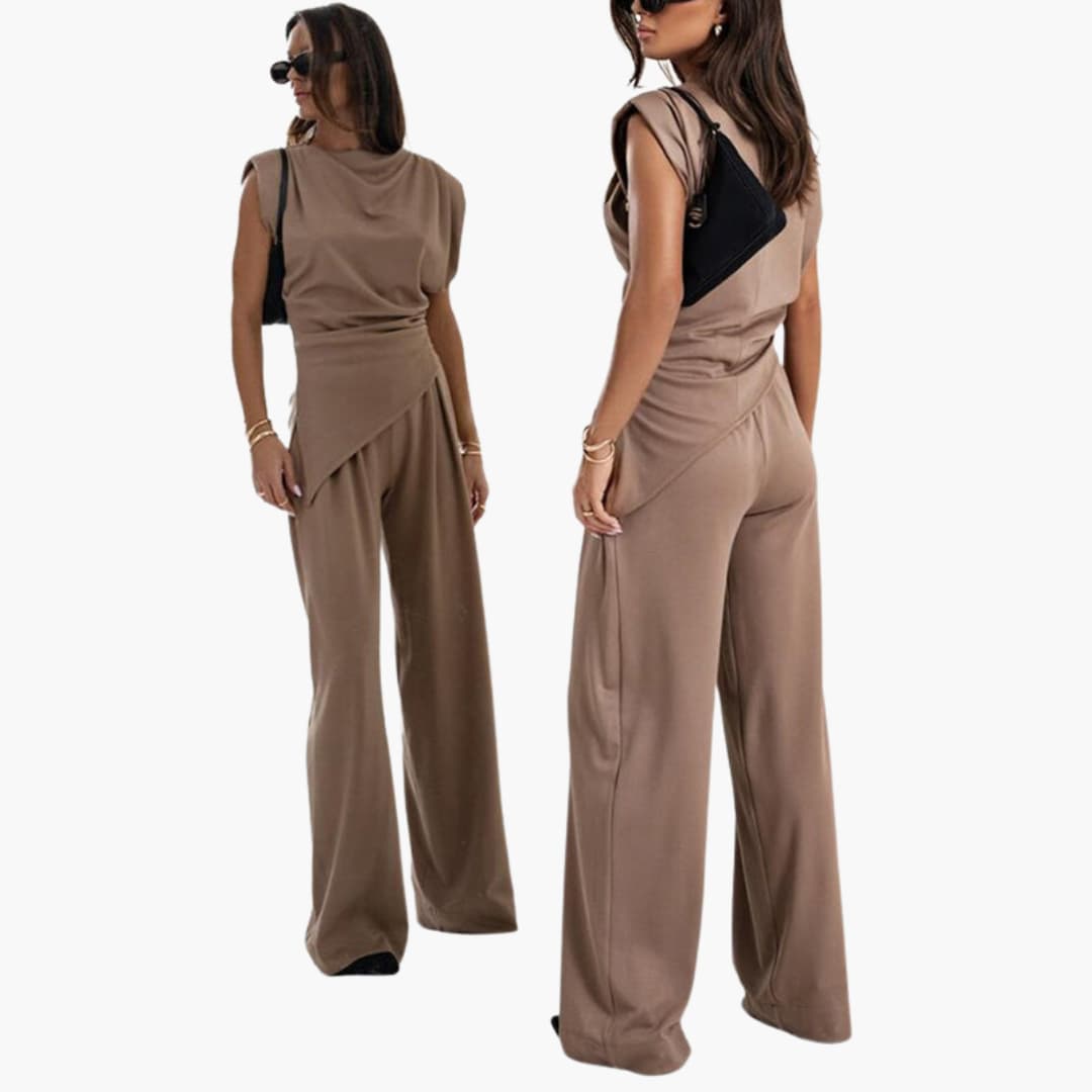 Zweiteiler Damen - Eleganter Hosenanzug mit weitem Bein