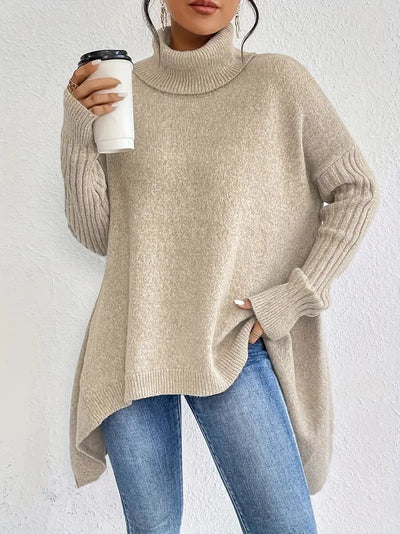 Dreivona™ | Stylischer Rollkragenpullover mit nach unten abfallendem Saum