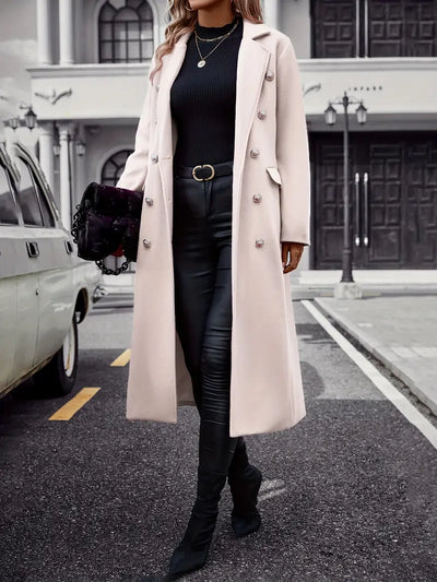 50% RABAT | Liaquen™ | Modebewusster Trenchcoat mit Gürtel und Pelzbesatz