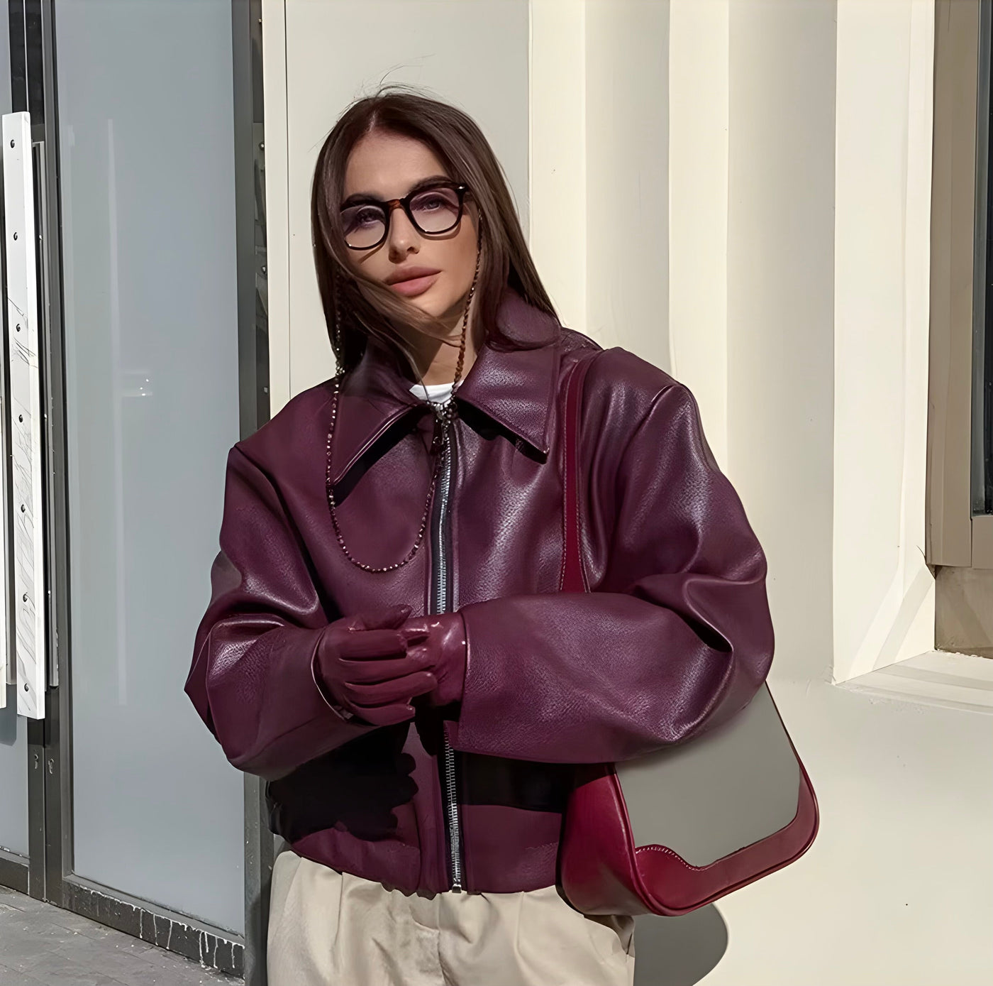 ELEGANTE LEDERJACKE