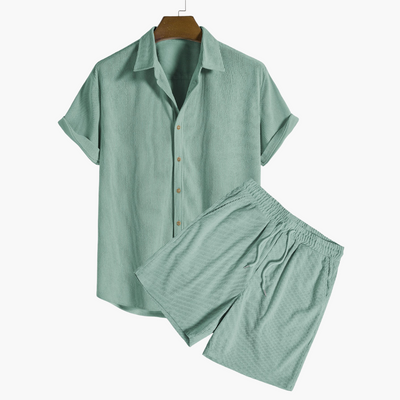 Zweiteiliges Cord-Set mit Kurzarmhemd - Herren Outfit