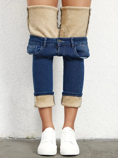 50% Rabatt | Dreikith™ - Schlichte Fleece Liner Skinny Jeans [Letzter Tag Rabatt]