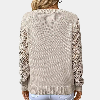 Liege - Eleganter Damenpullover mit V-Ausschnitt und einzigartigem Hohlraumdesign