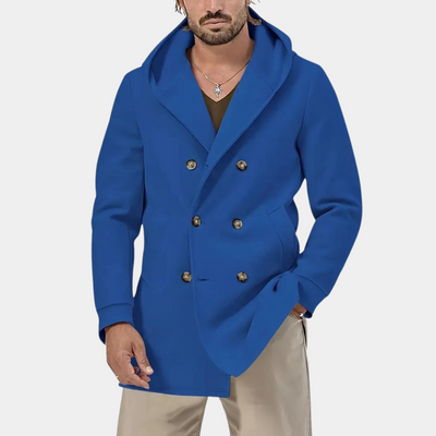 Stylischer Herren-Trenchcoat mit praktischer Kapuze für einen lässigen Look