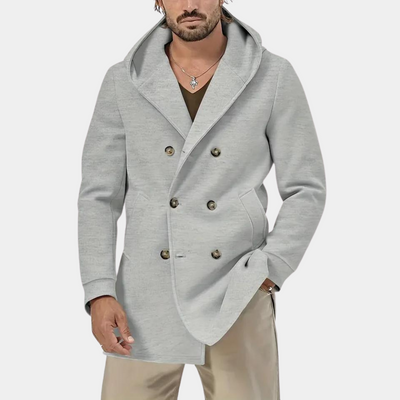 Stylischer Herren-Trenchcoat mit praktischer Kapuze für einen lässigen Look