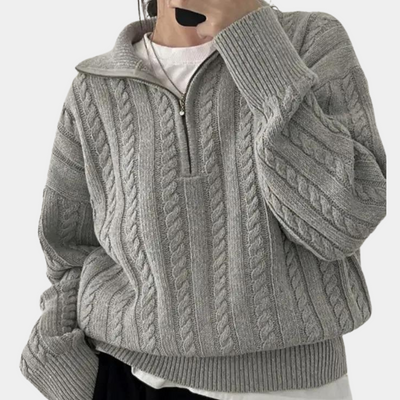 Schicker Damenpullover mit halbem Reißverschluss - perfekt für jede Gelegenheit!