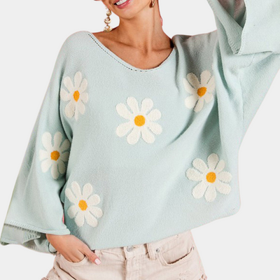 Mia - Charmanter Pullover mit Blumenstickerei für Frauen
